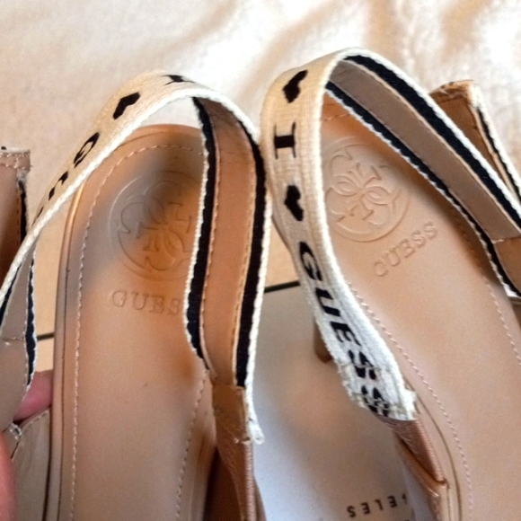 Guess Tan Peep Toe Heels w/ Bow Straps, Size 8 - Picture 6 of 9